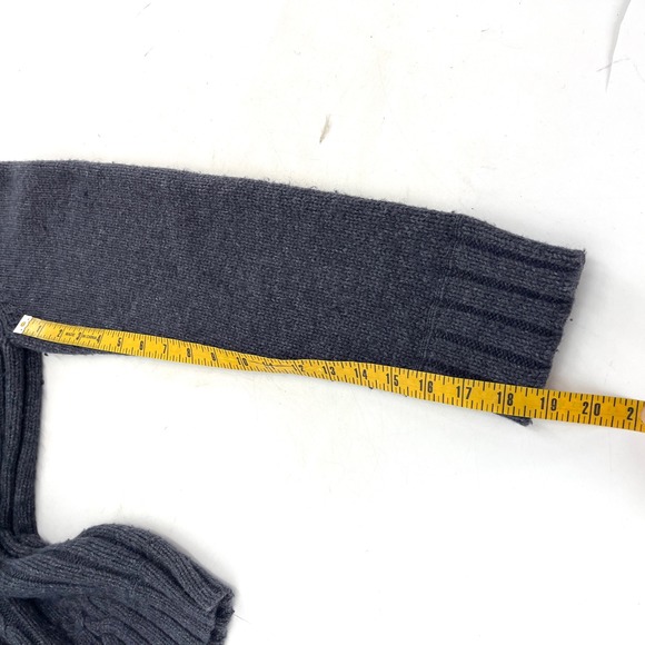 Fossil Brand Jeans Men's Gray Cable Knit Quarter Zip Sweater L Lambswool Blend - Picture 6 of 8